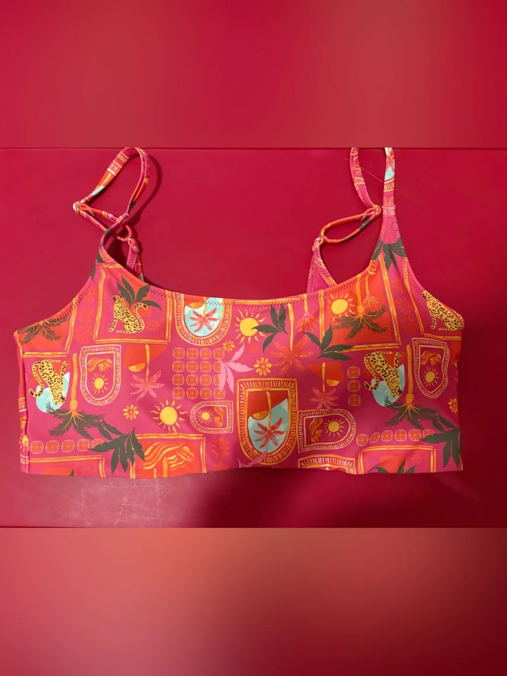 Old Navy Bright Pink Floral-Print Bikini Top - Picture 1 of 3